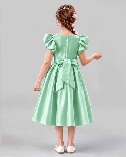 Mint Green A-line Girls Formal Dresses Back