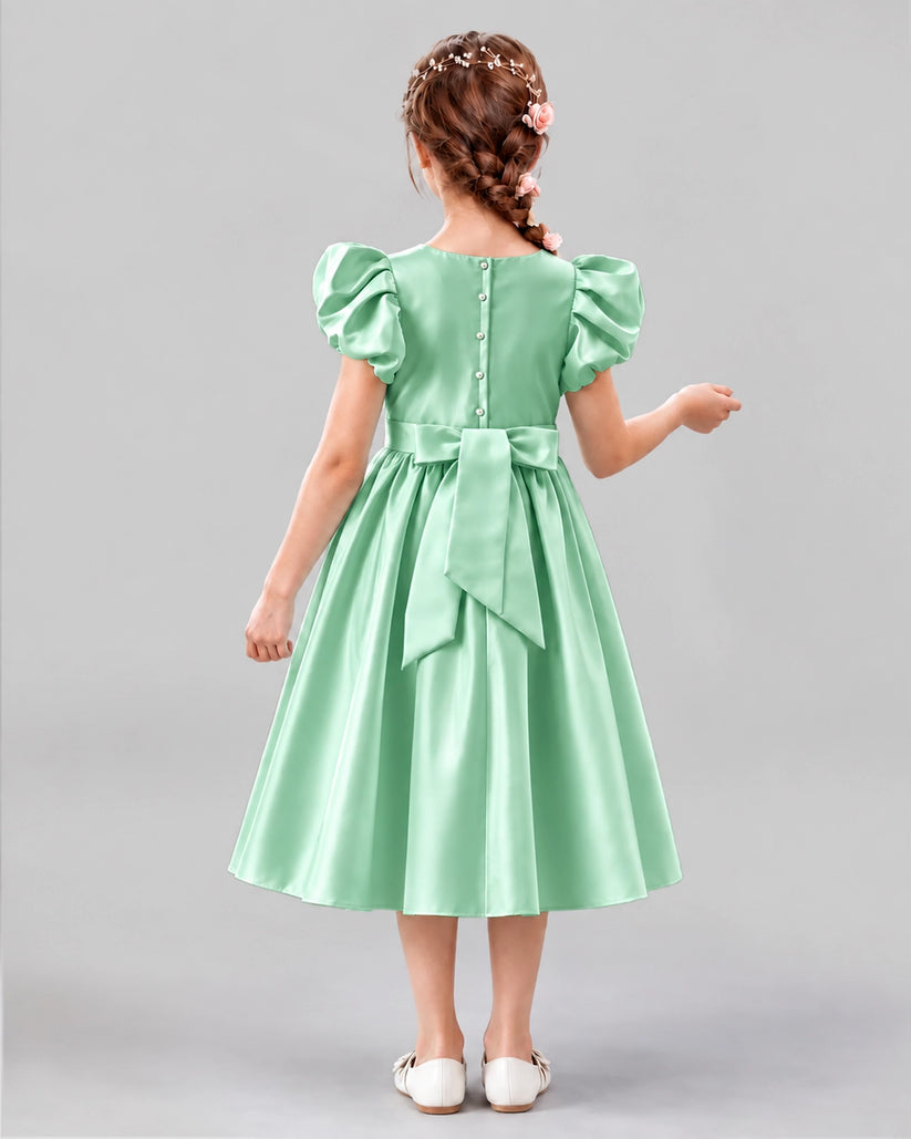 Mint Green A-line Girls Formal Dresses Back