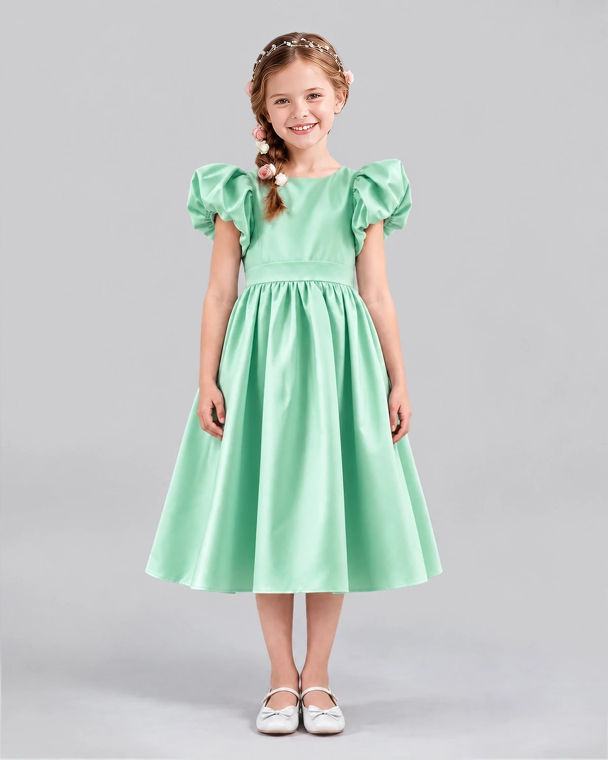 Mint Green A-line Girls Formal Dresses Front