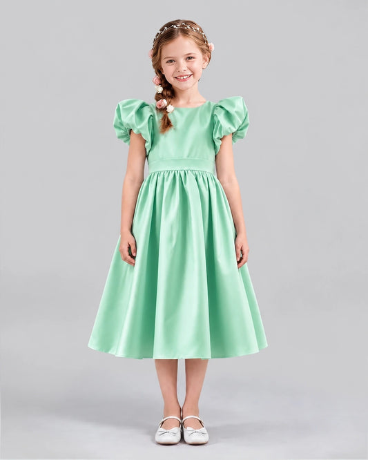Mint Green A-line Girls Formal Dresses Front