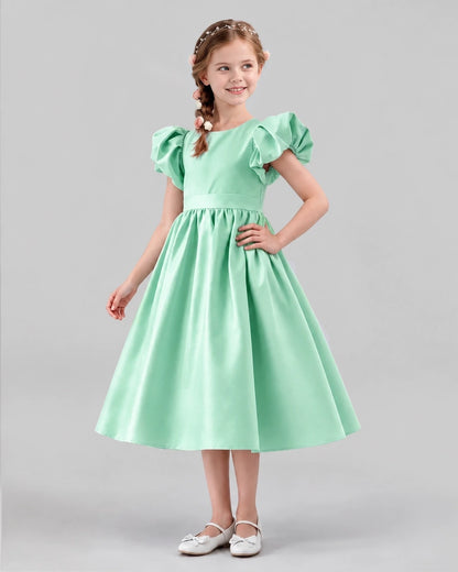 Mint Green A-line Girls Formal Dresses Side