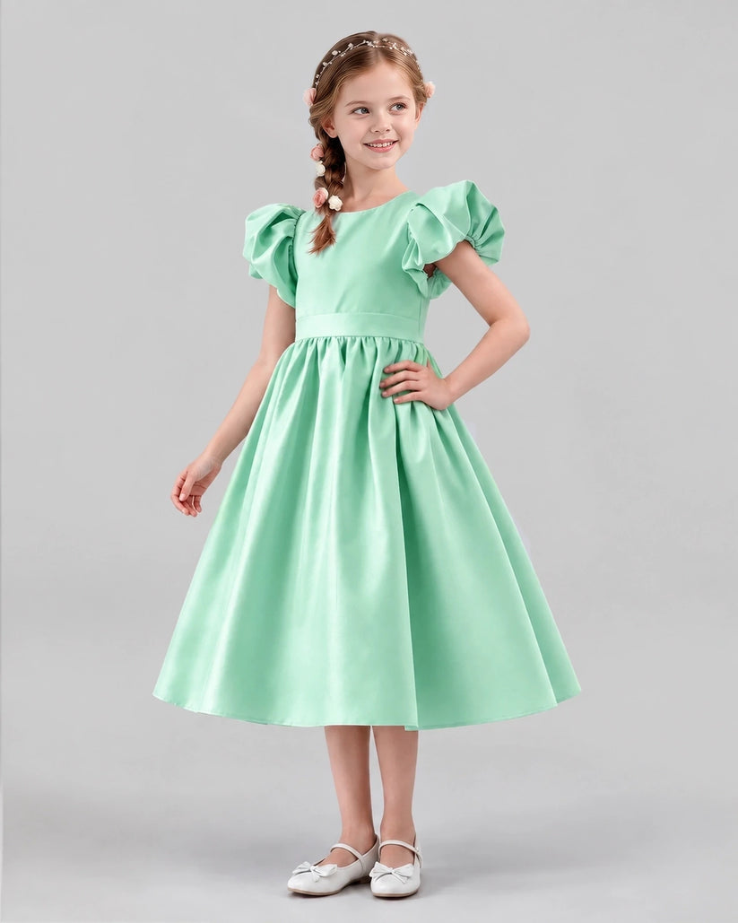 Mint Green A-line Girls Formal Dresses Side