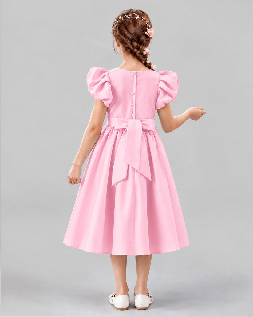 Pink A-line Girls Formal Dresses Back
