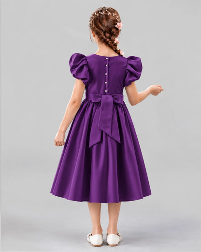 Purple A-line Girls Formal Dresses Back