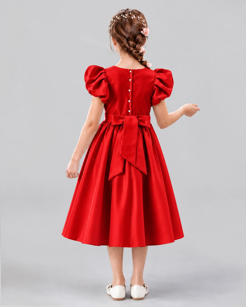 Red A-line Girls Formal Dresses Back