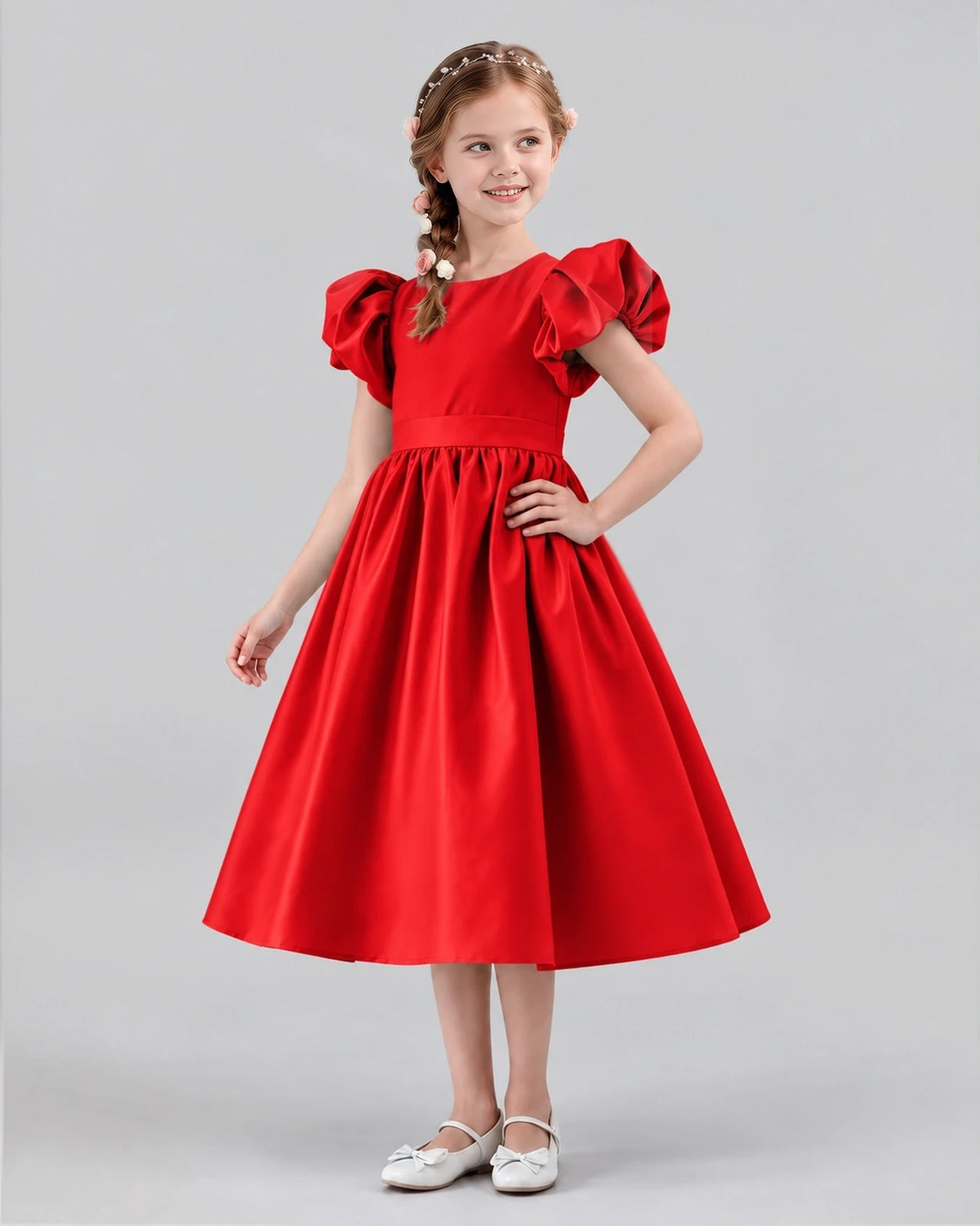 Red A-line Girls Formal Dresses Side