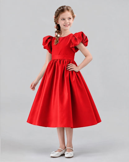 Red A-line Girls Formal Dresses Side