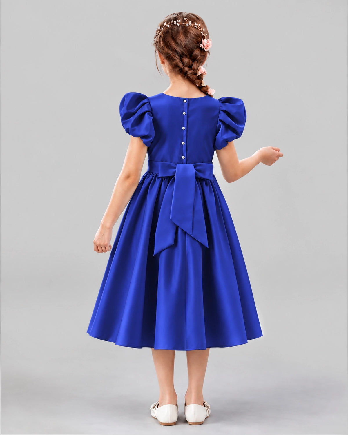 Royal Blue A-line Girls Formal Dresses Back