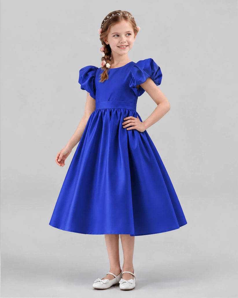 Royal Blue A-line Girls Formal Dresses Side