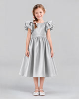 Silver A-line Girls Formal Dresses Front