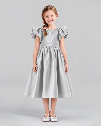 Silver A-line Girls Formal Dresses Front