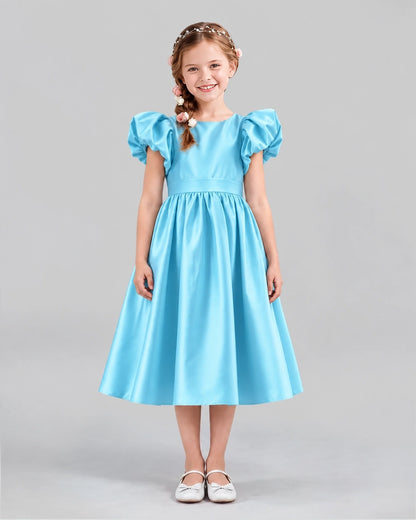 Sky Blue A-line Girls Formal Dresses Front