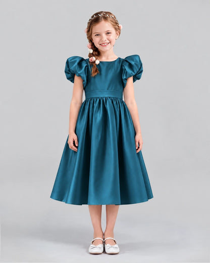 Teal A-line Girls Formal Dresses Front