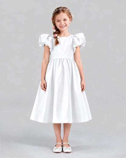 White A-line Girls Formal Dresses Front