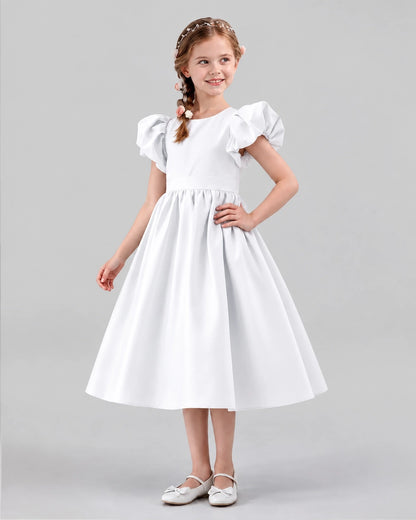 White A-line Girls Formal Dresses Side