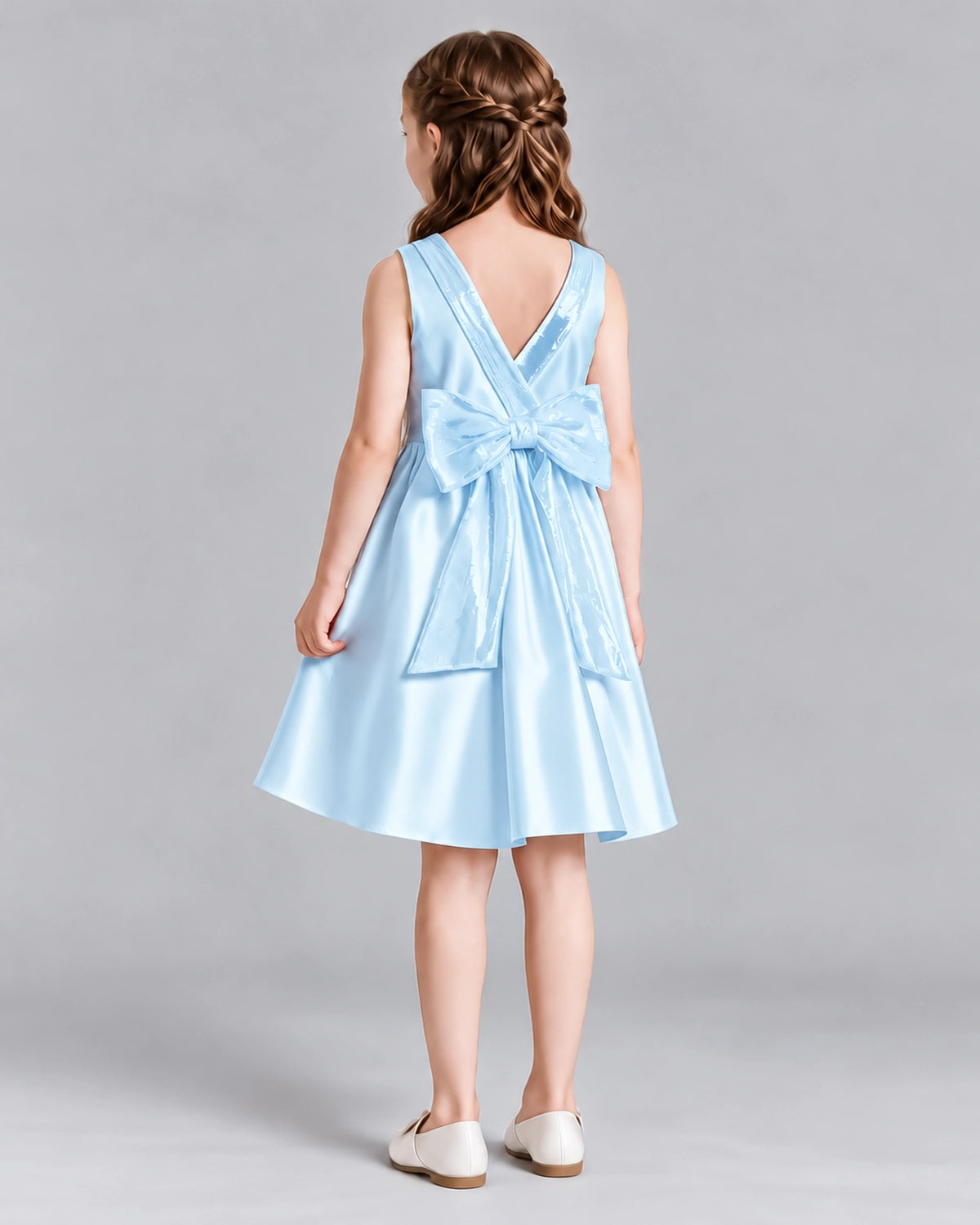 Baby Blue A-line Girls Formal Dresses Back