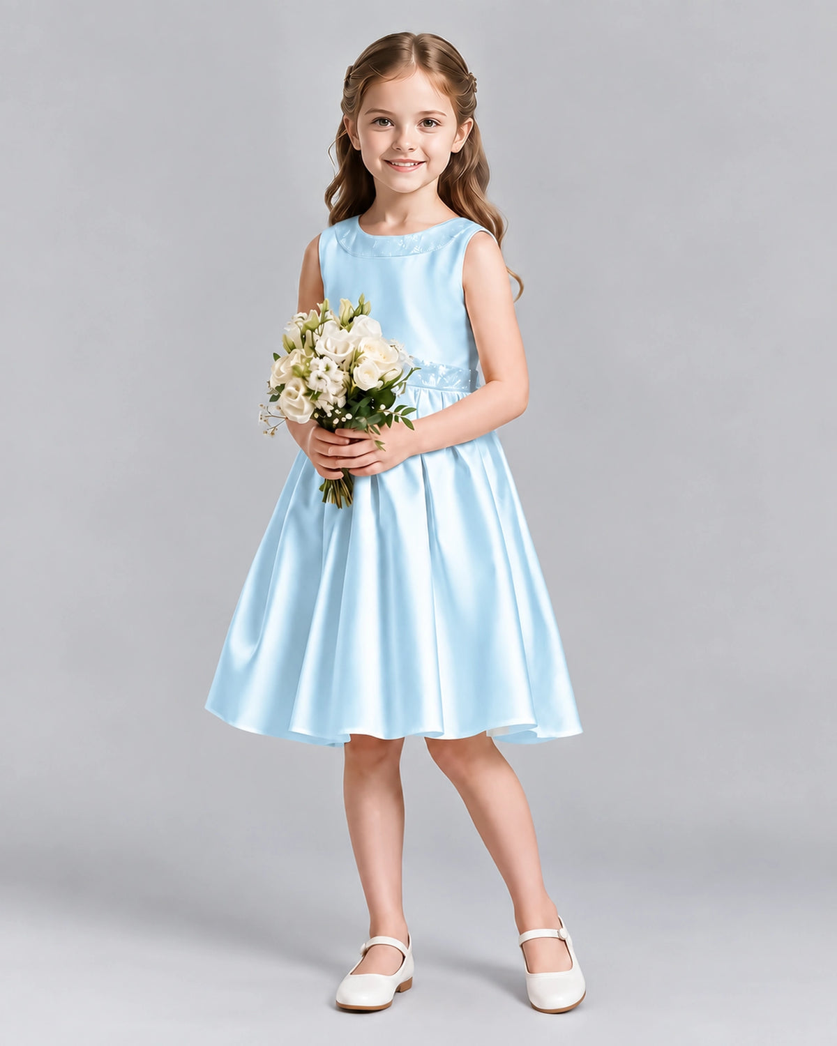 Baby Blue A-line Girls Formal Dresses Front