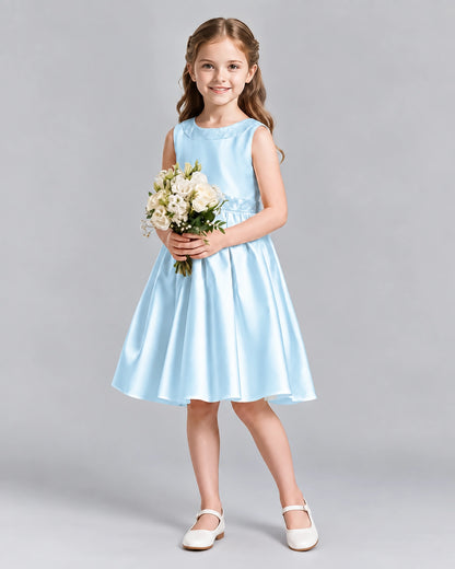 Baby Blue A-line Girls Formal Dresses Front