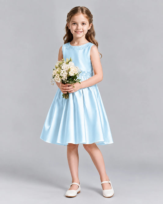 Baby Blue A-line Girls Formal Dresses Front