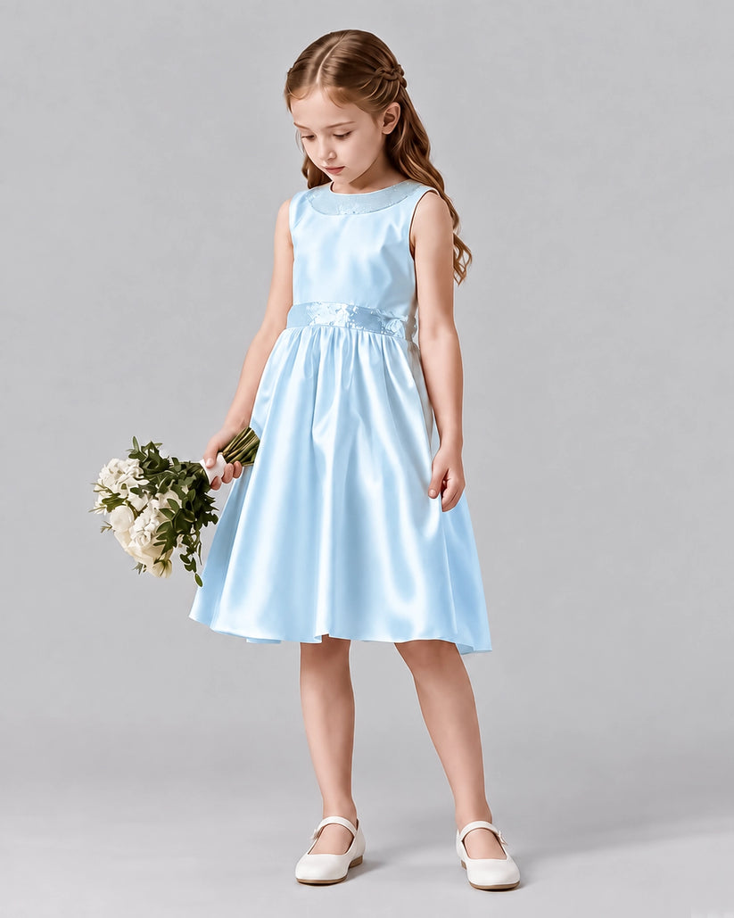Baby Blue A-line Girls Formal Dresses Side