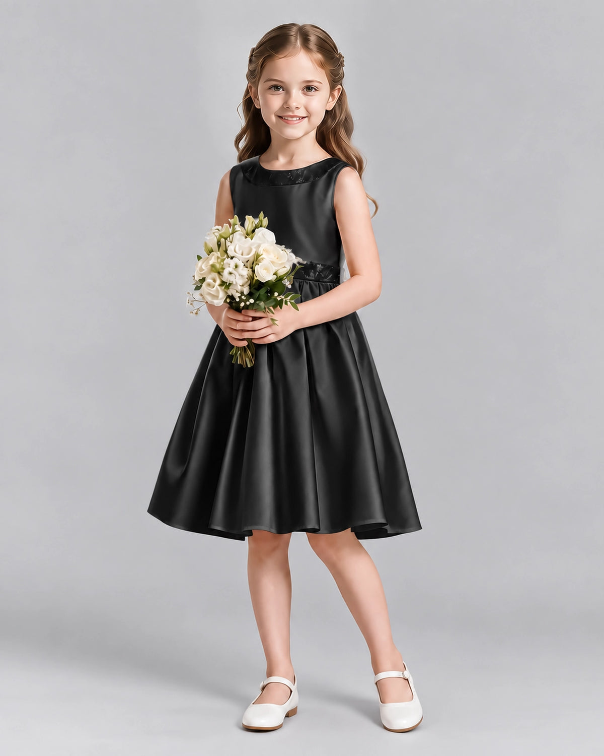 Black A-line Girls Formal Dresses Front