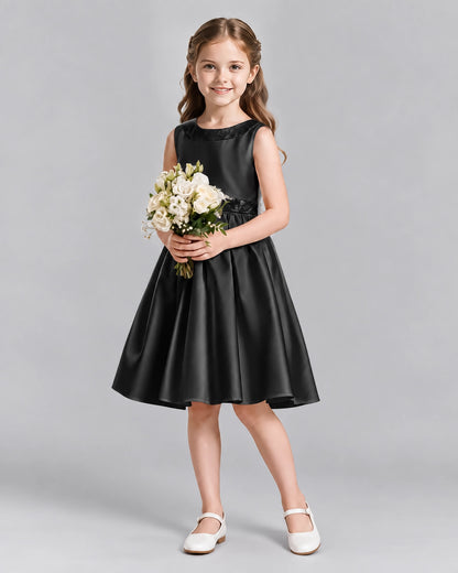 Black A-line Girls Formal Dresses Front