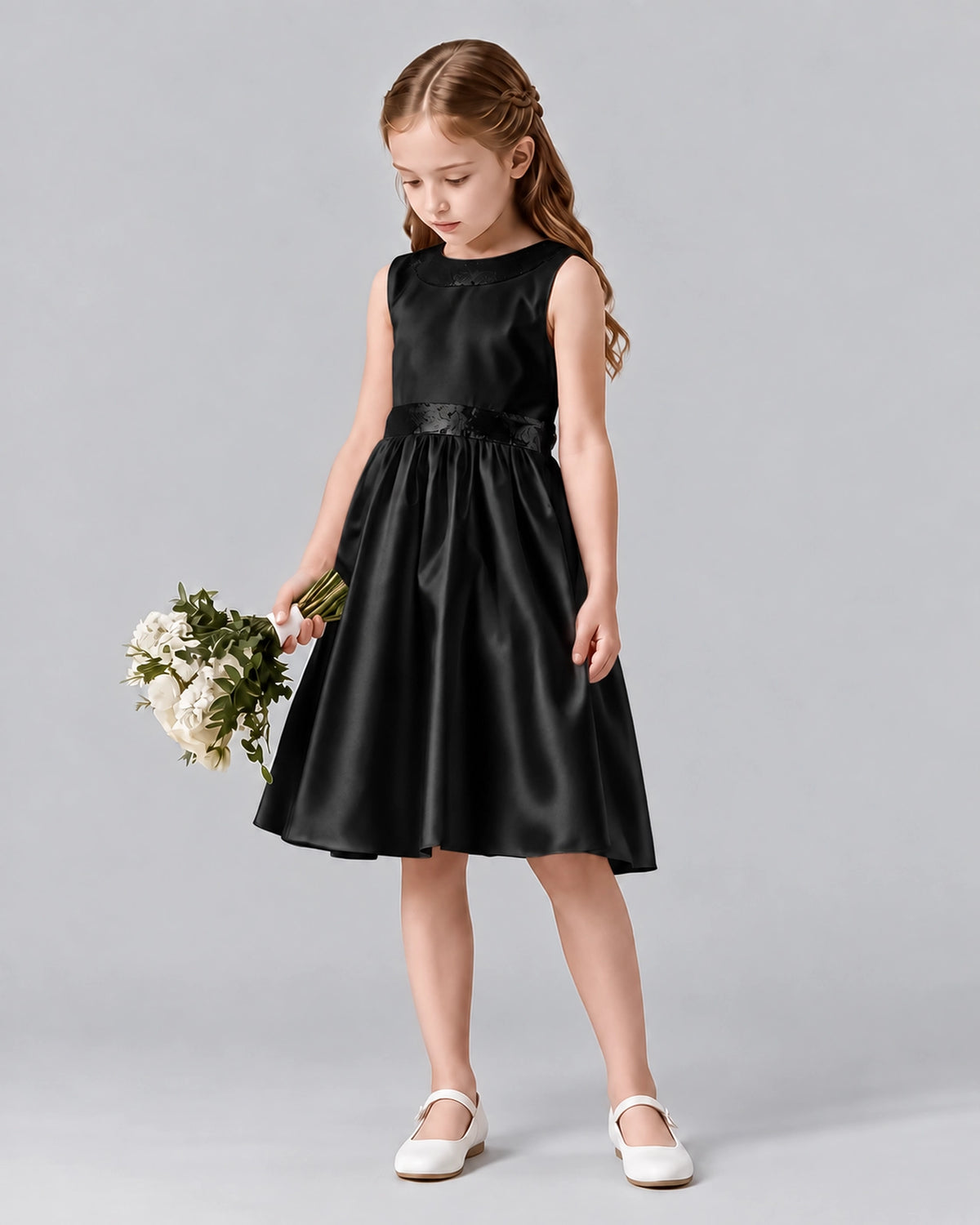 Black A-line Girls Formal Dresses Side