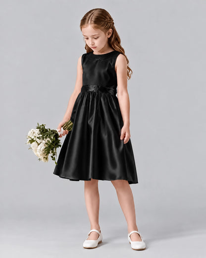 Black A-line Girls Formal Dresses Side