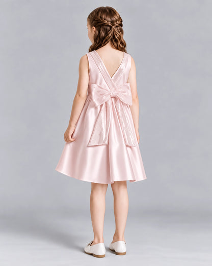 Blush Pink A-line Girls Formal Dresses Back