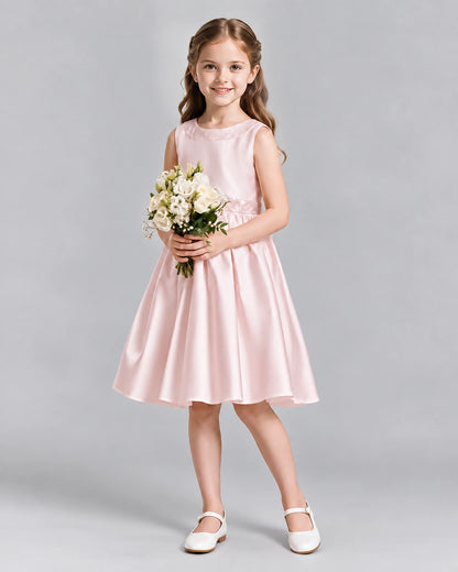 Blush Pink A-line Girls Formal Dresses Front