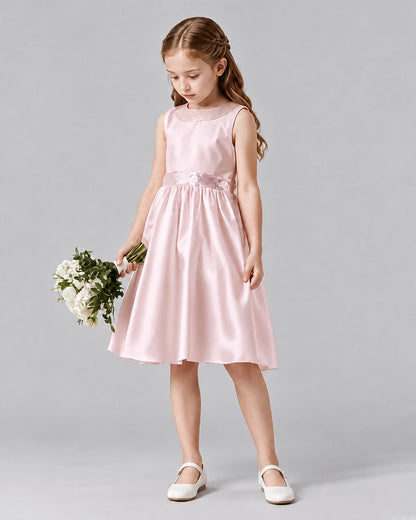 Blush Pink A-line Girls Formal Dresses Side
