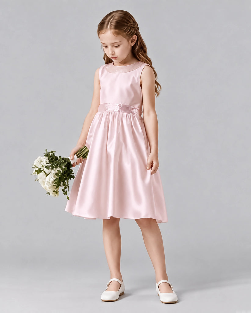 Blush Pink A-line Girls Formal Dresses Side