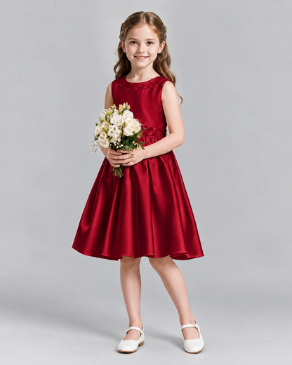 Burgundy A-line Girls Formal Dresses Front