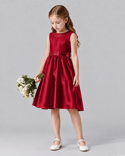 Burgundy A-line Girls Formal Dresses Side