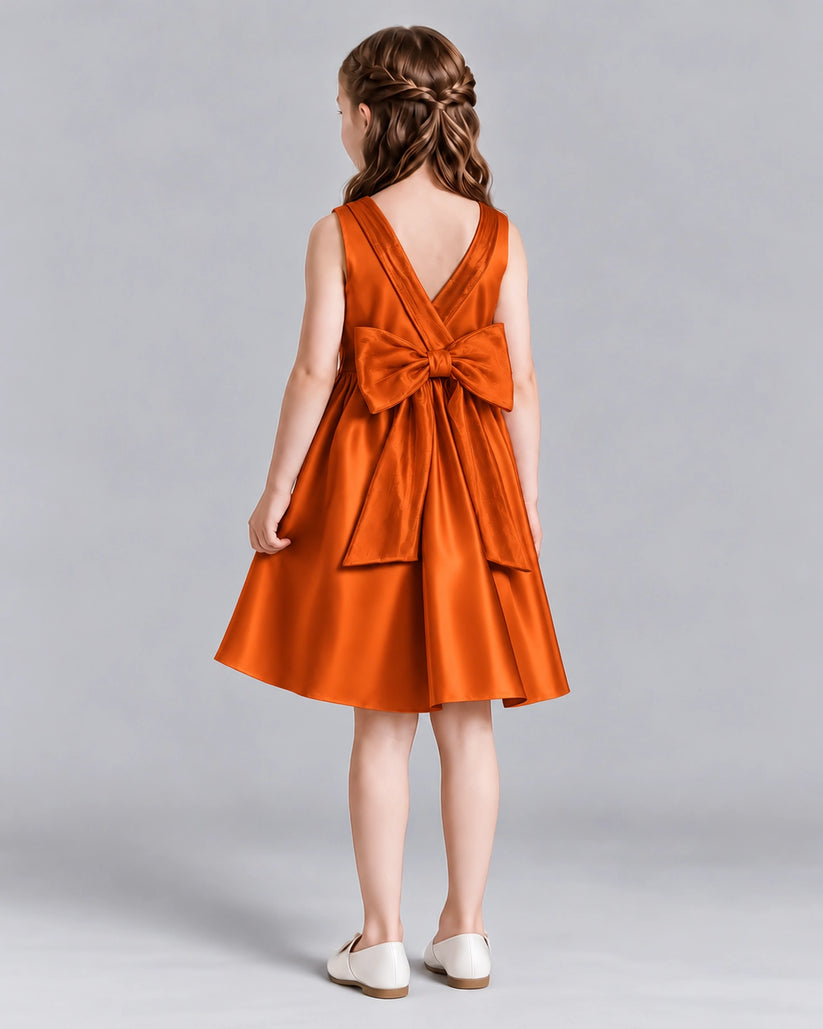 Burnt Orange A-line Girls Formal Dresses Back