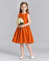 Burnt Orange A-line Girls Formal Dresses Front