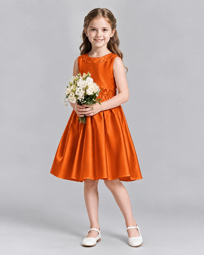 Burnt Orange A-line Girls Formal Dresses Front