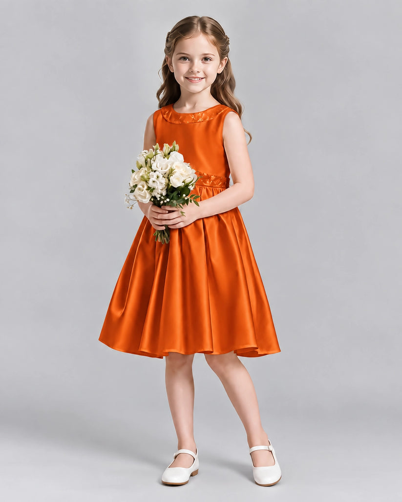 Burnt Orange A-line Girls Formal Dresses Front