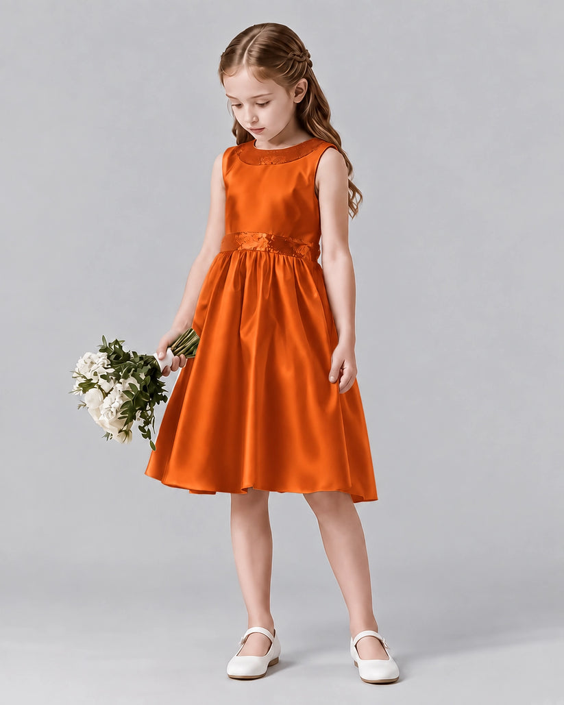 Burnt Orange A-line Girls Formal Dresses Side