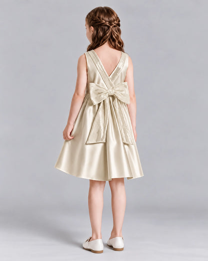 Champagne A-line Girls Formal Dresses Back