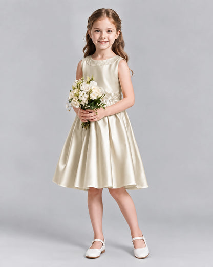 Champagne A-line Girls Formal Dresses Front