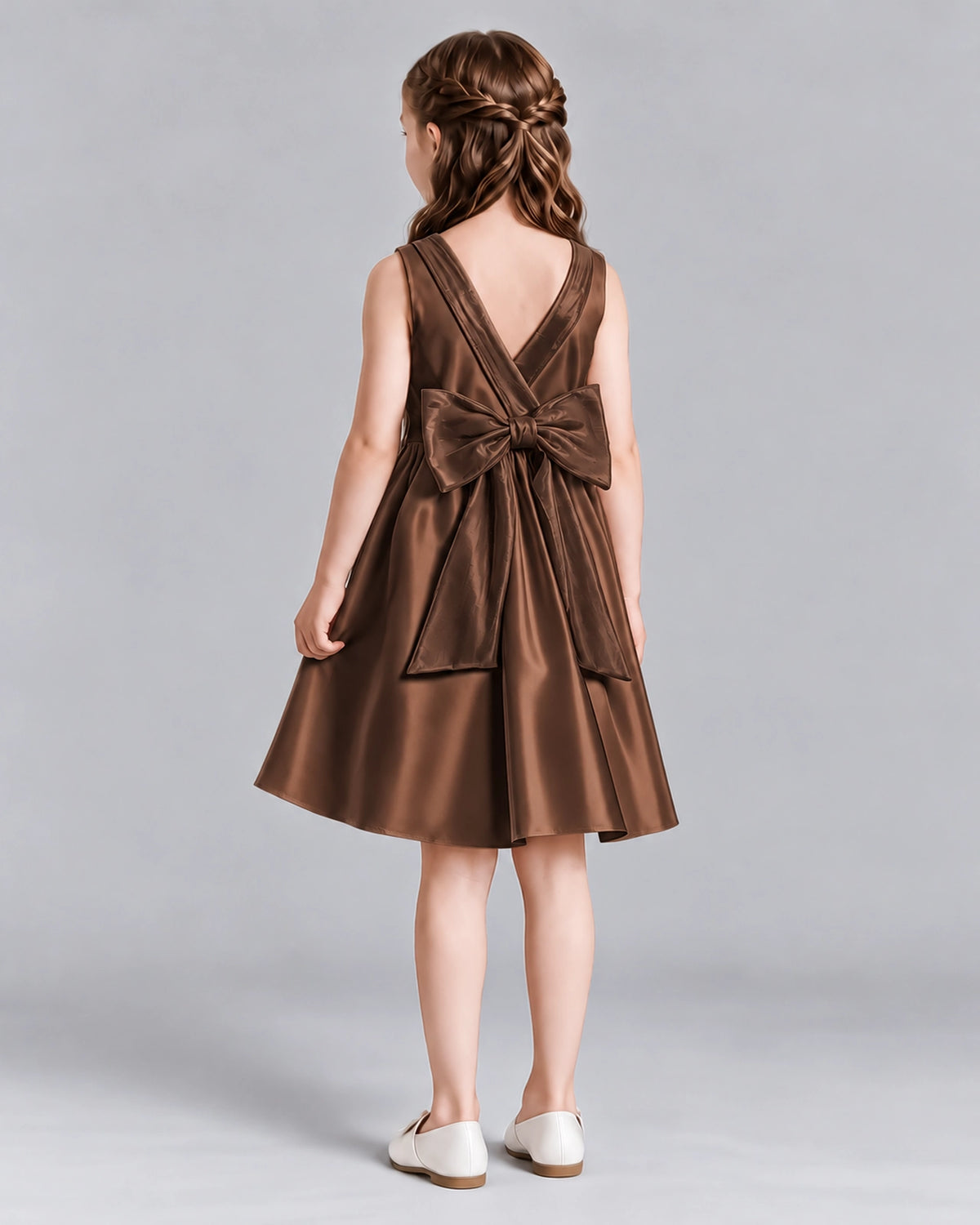 Chocolate A-line Girls Formal Dresses Back