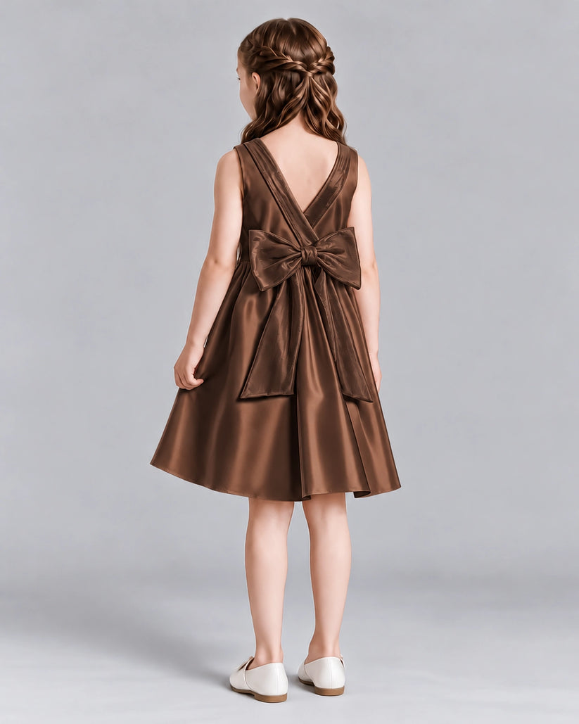 Chocolate A-line Girls Formal Dresses Back