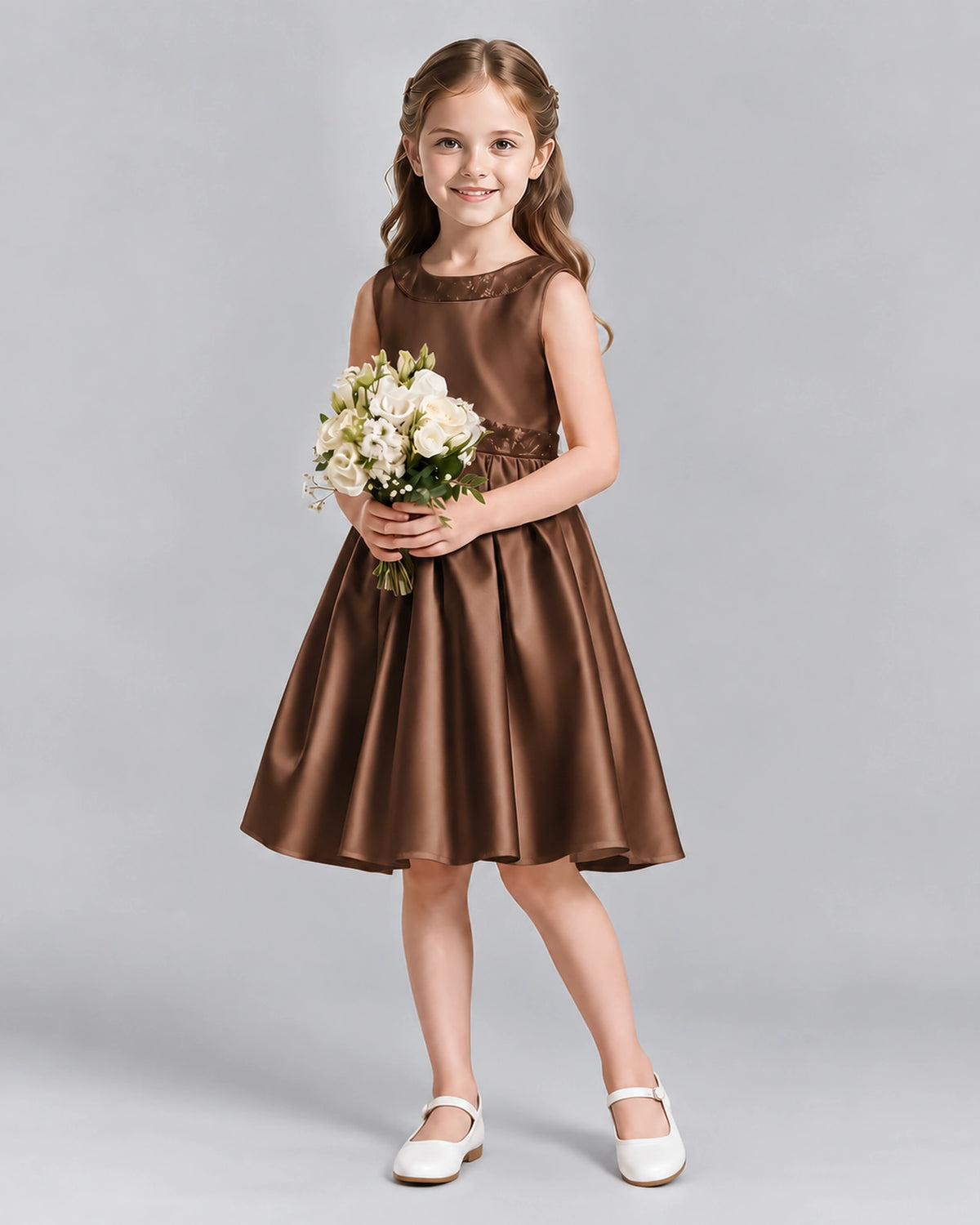 Chocolate A-line Girls Formal Dresses Front