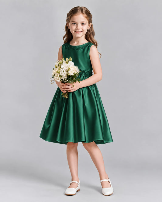 Dark Green A-line Girls Formal Dresses Front