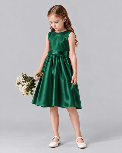 Dark Green A-line Girls Formal Dresses Side