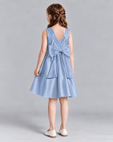 Dusty Blue A-line Girls Formal Dresses Back