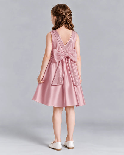 Dusty Rose A-line Girls Formal Dresses Back
