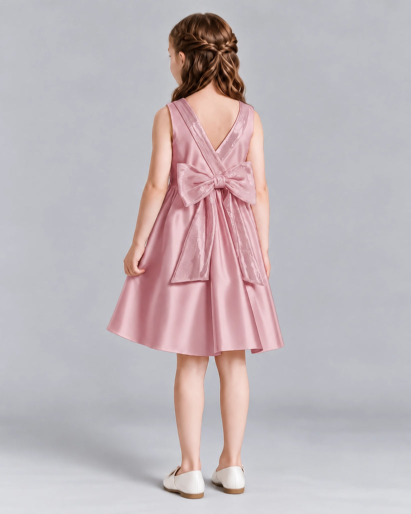 Dusty Rose A-line Girls Formal Dresses Back