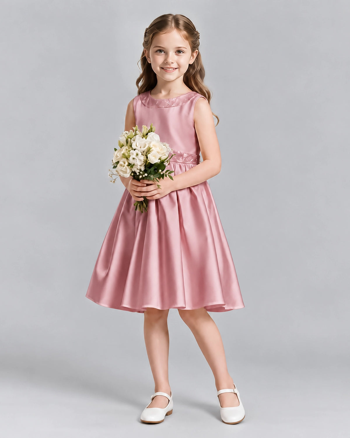 Dusty Rose A-line Girls Formal Dresses Front